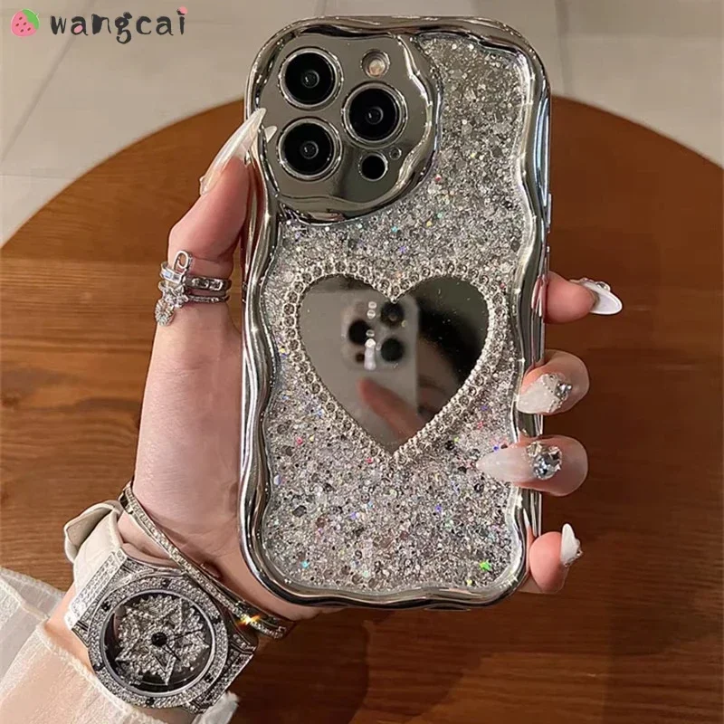 For OPPO A78 A58 A95 5G A53 A33 A32 A31 A9 A5 2020 A53S 4G F11 F9 Pro A98 A97 Phone Cover Wave Make up Mirror Cover