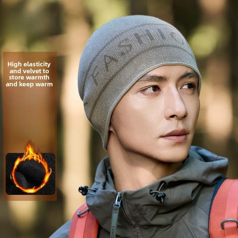 American New Foreign-style Letter Ear Protector Pullover Hat Double-layer Thickened Large Head Suitable for Elastic Knitted Hat