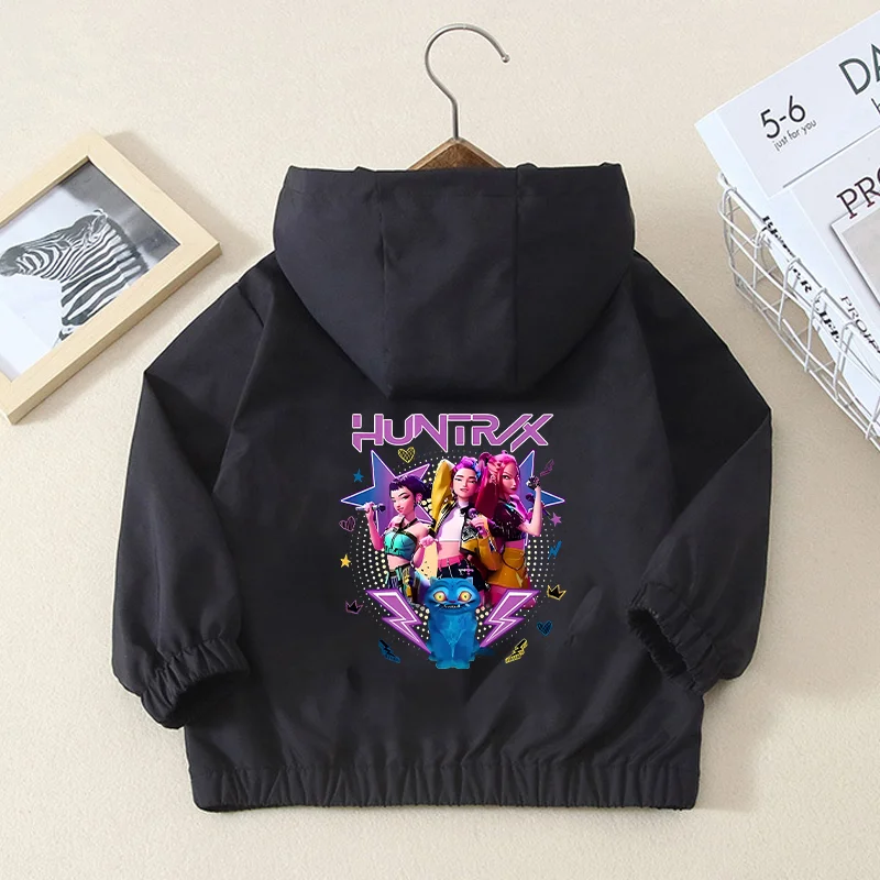 

KPop Demon Hunters Детские пальто Модные тонкие куртки для мальчиков и девочек Куртка с графическим принтом из мультфильма аниме Руми Мира Зои Пальто Подарки на вечеринку