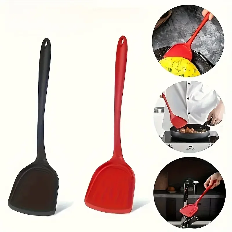 1 Stück Nylon-Silikon-Spatel, hitzebeständiger, antihaftbeschichteter Küchenwender zum Kochen, flexibler, lebensmittelechter Spatel mit ergonomischem Griff