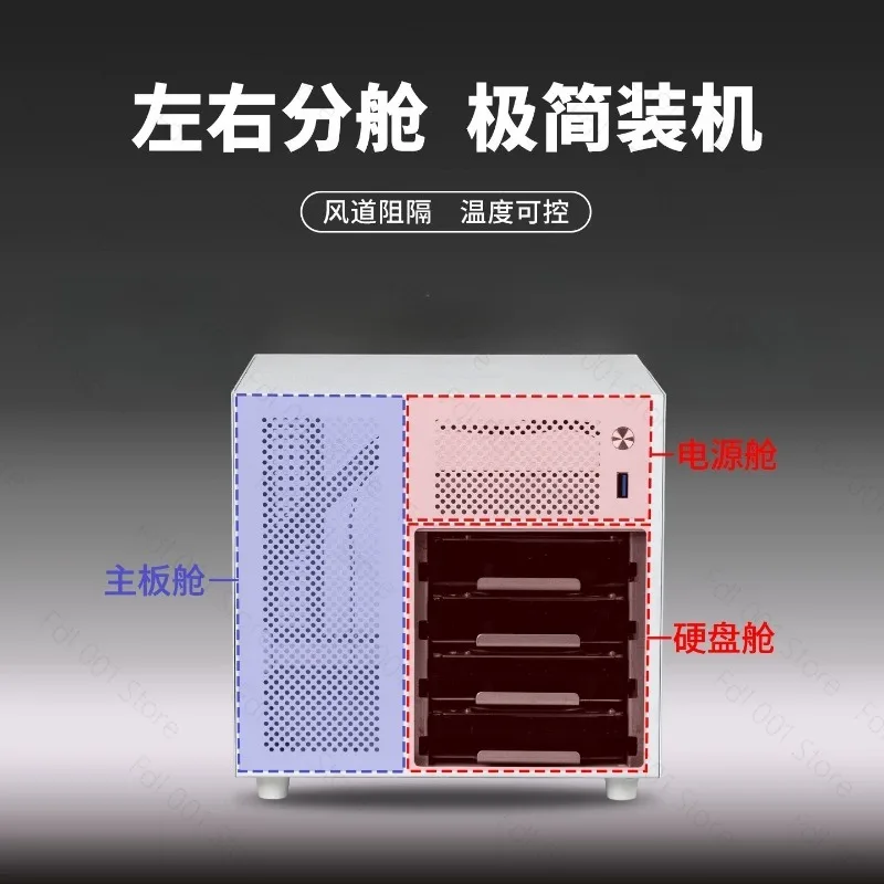 4 Bay NAS Chassis SFX Power Supply Mini ITX Motherboard Support Home Storage Server Small Form Factor Case