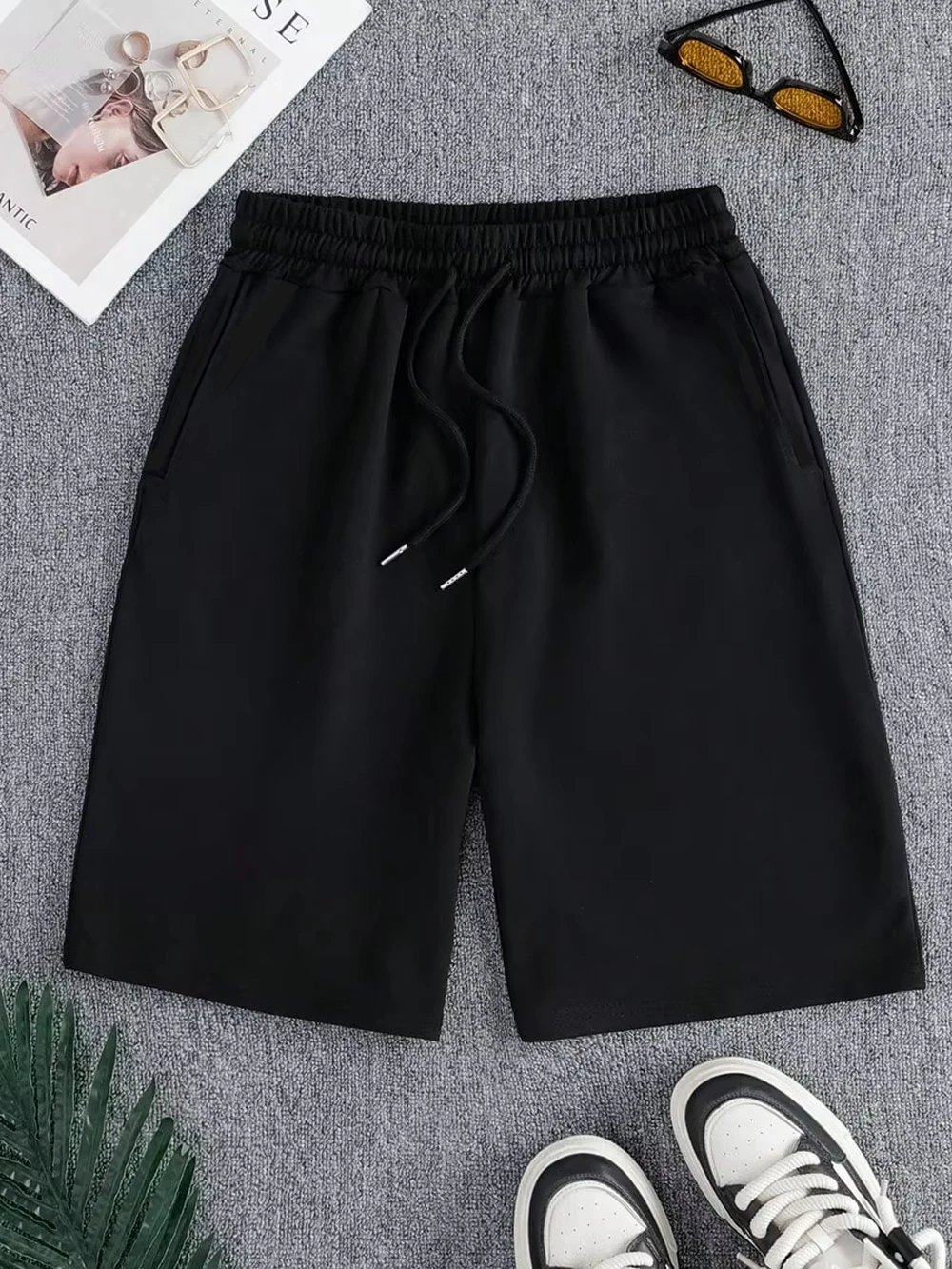

Basic Mens Solid Trousers Summer Oversized Jogging Five Pair Pants Sports Gym Drawstring Shorts Trend High waisted Sportswear