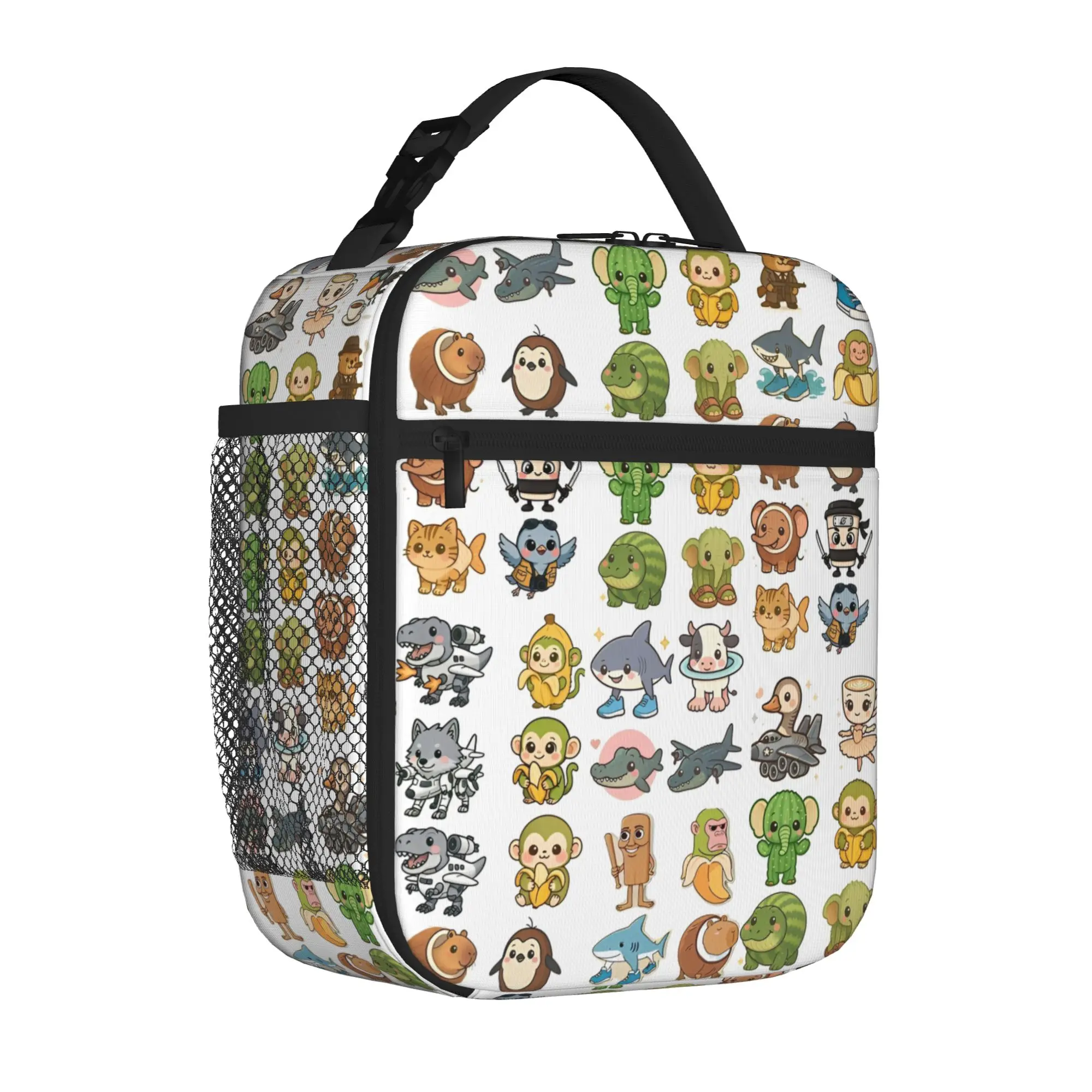 Italian Brainrot Funny AI Meme Insulated Lunch Tote Bag for Outdoor Tung Sahur Reusable Cooler Thermal Washable Food Bag