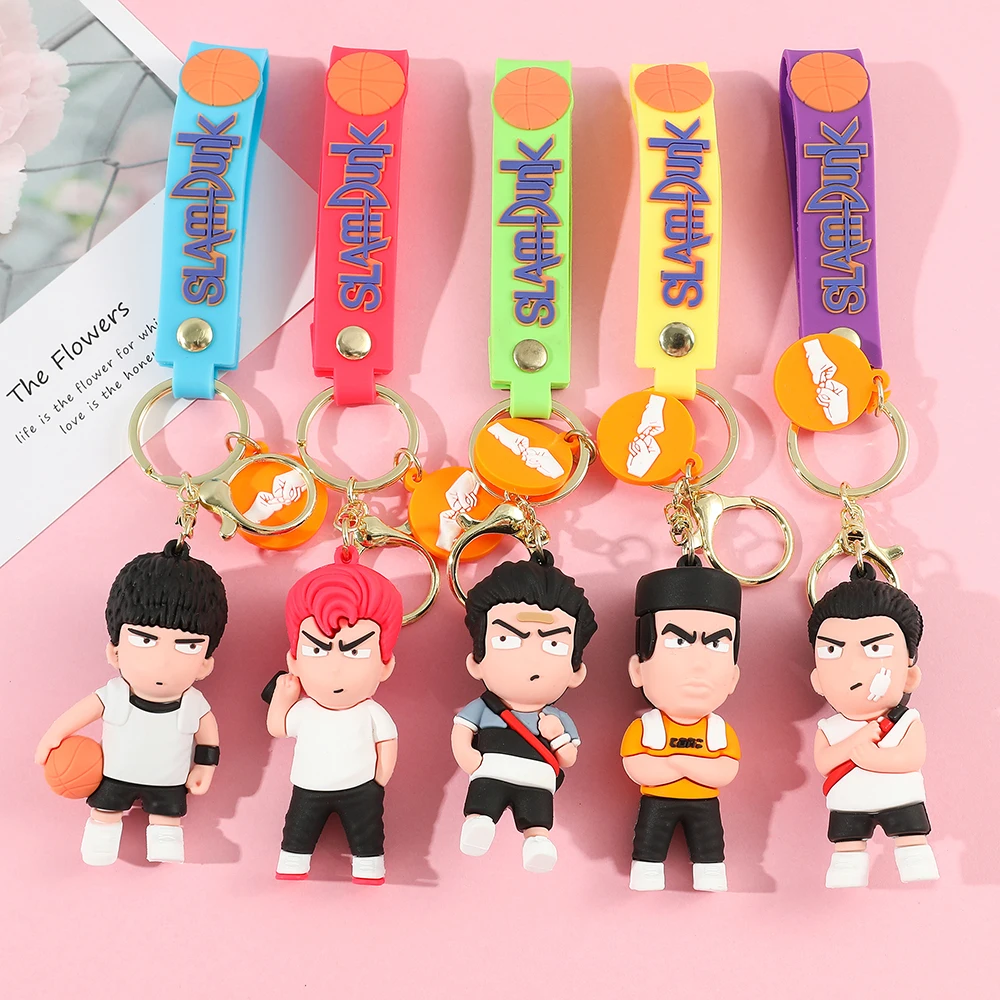 Slam Dunk Keychain Anime Figure Kaede Rukawa Sakuragi Hanamichi Pvc Model Doll Pendant Keyrings Accessories Kids Birthday Gifts