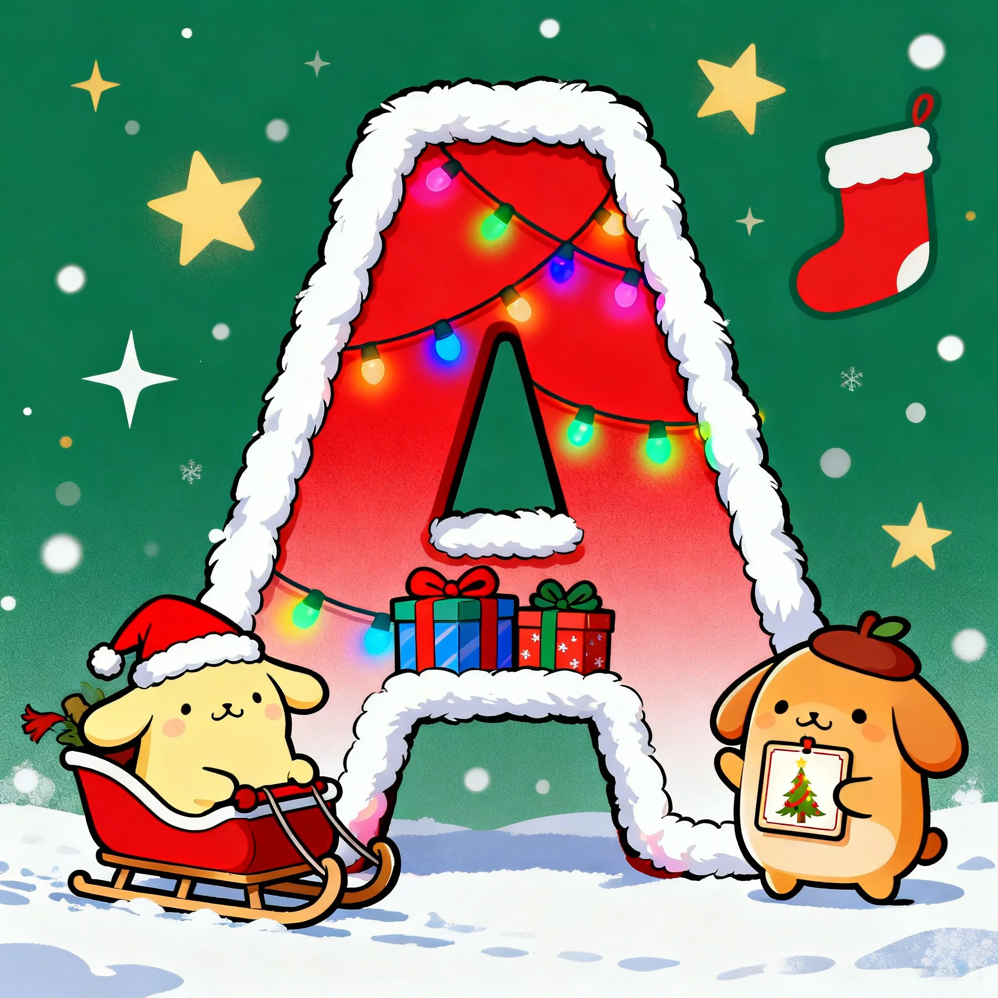 1PC 5D DIY Lukisan Berlian Natal Hello Kitty Kuromi Kit Lampu Huruf Malam Bersalju Bintang Dapat Digantung & Dipegang Dekorasi Rumah Kerajinan