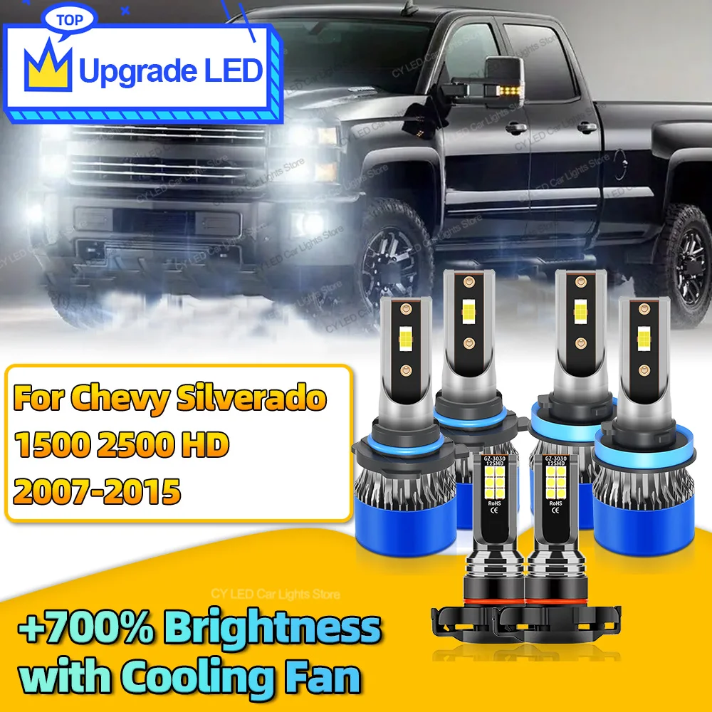 

6Pcs 30000LM Canbus Car LED Headlights Bulb HB3 H11 5202 Auto Fog Lights Lamp For Chevy Silverado 1500 2500 HD 2007-2015 2008