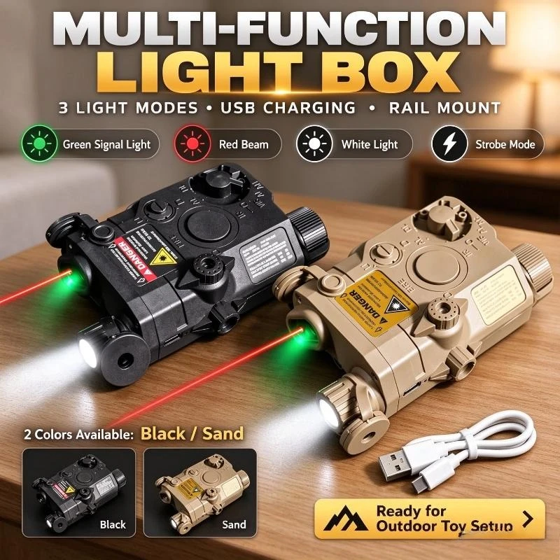 Nylon Multi-Mode Light Box with Green Signal Light, Red Beam, Strobe Mode, Battery Powered, Rail Mount, Hobby Toy Part
