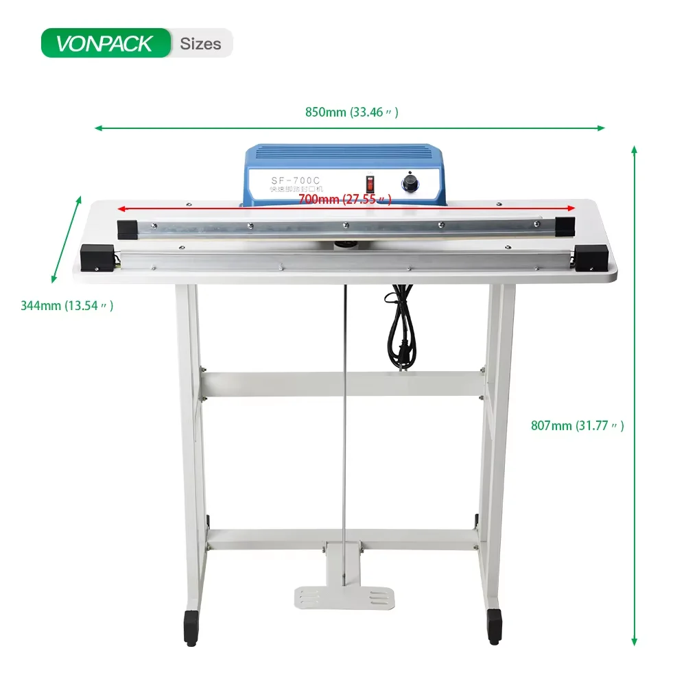 VONPACK SF-700C سعر المصنع سدادة حرارية آلة سدادة الحديد آلة الختم العمودي شون كيس آلة تعبئة الأكياس الغذائية