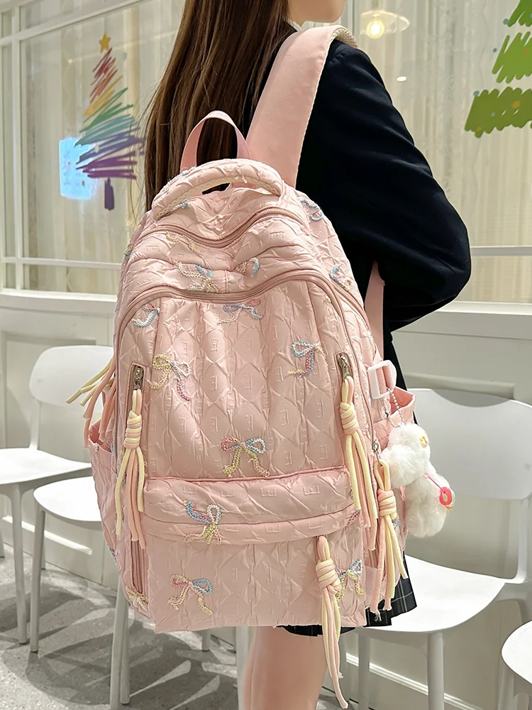 대용량 백팩 가벼운 여행 친화적인 학생용 숄더백 높은 미적 가치의 학교 가방 통근 스타일 나일론 소재