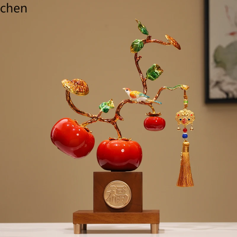 

QZT Ceramic Ornament Lucky Persimmon Announcement Living Room TV Cabinet Wine Cabinet Decoration