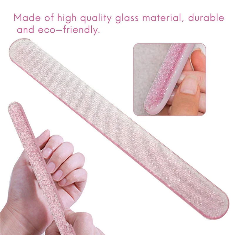 AA20-4X 유리 네일 파일 크리스탈 네일 샤이너 나노 미니 버퍼 블록 (휴대용 케이스 포함) 천연 손톱용