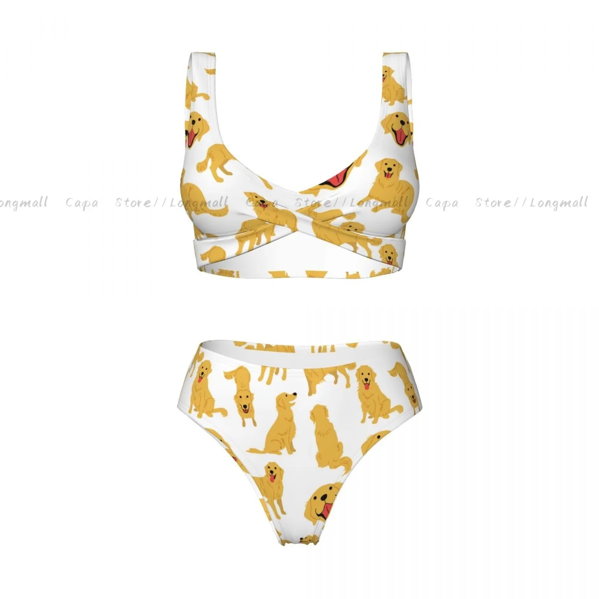 セクシーなビキニ女性水着ゴールデンレトリバーかわいい犬女性水着水泳水着夏のビーチウェア