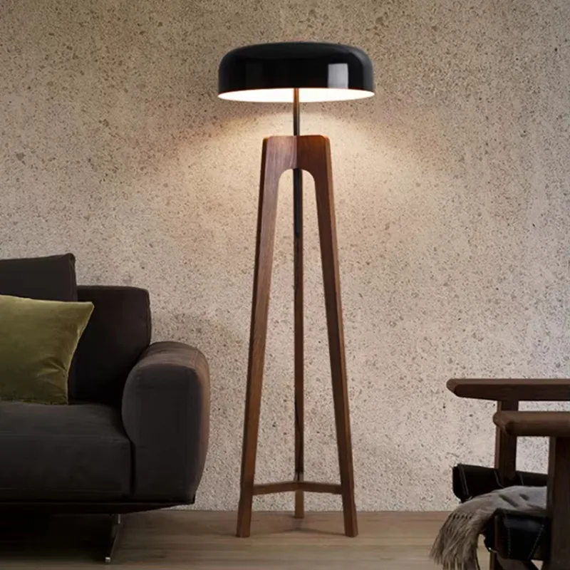 Wooden Floor Lamp Light Emitting Diode Three-color Dimming Living Room Sofa Dining Room Bedroom Study Hotel Decoration