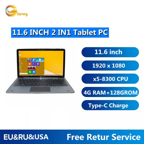 핀 도킹 키보드 포함, 11.6 인치 NC01 윈도우 10 태블릿 PC, 쿼드 코어, 4GB RAM, 128GB ROM, 넷북, 1920 * 1080IPS HDMI 호환