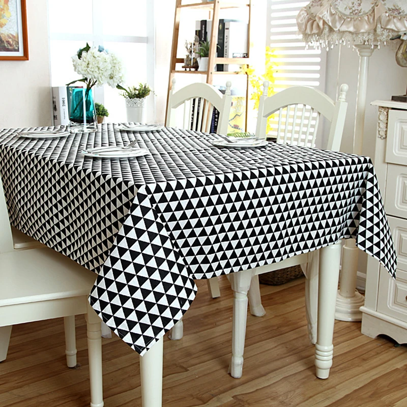 

Home Decoration Rectangular Tablecloth, Lace Geometric Diamond Cotton Linen Coffee Tablecloth Washable Tea Table Cover