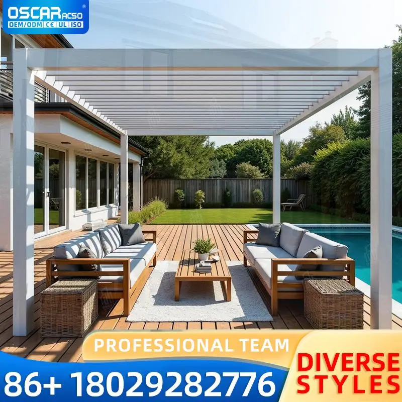 

Наружная электрическая автоматическая моторизованная жалюзи, алюминиевая водонепроницаемая беседка для беседки сада, патио на заднем дворе