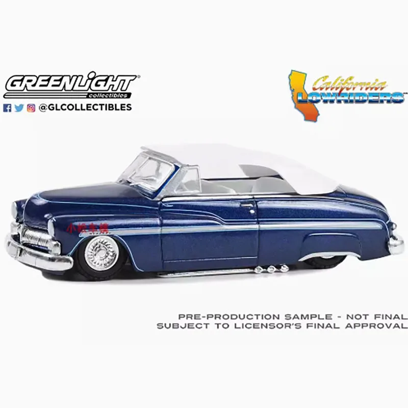 

GreenLight 1:64 Scale 1950 Mercury Coupe/Eight Chopped Convertible Car White/Blue Alloy Car Model Boy Gift Toys