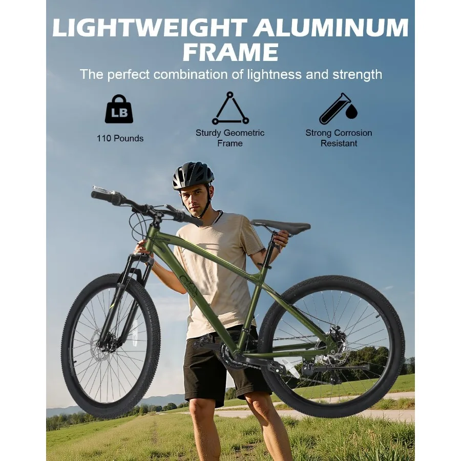 24 26 27.5 دراجة جبلية من الألومنيوم مع إطار ألومنيوم خفيف الوزن، فرامل قرصية مزدوجة ميكانيكية قوية، جنوط جدارية مزدوجة #2