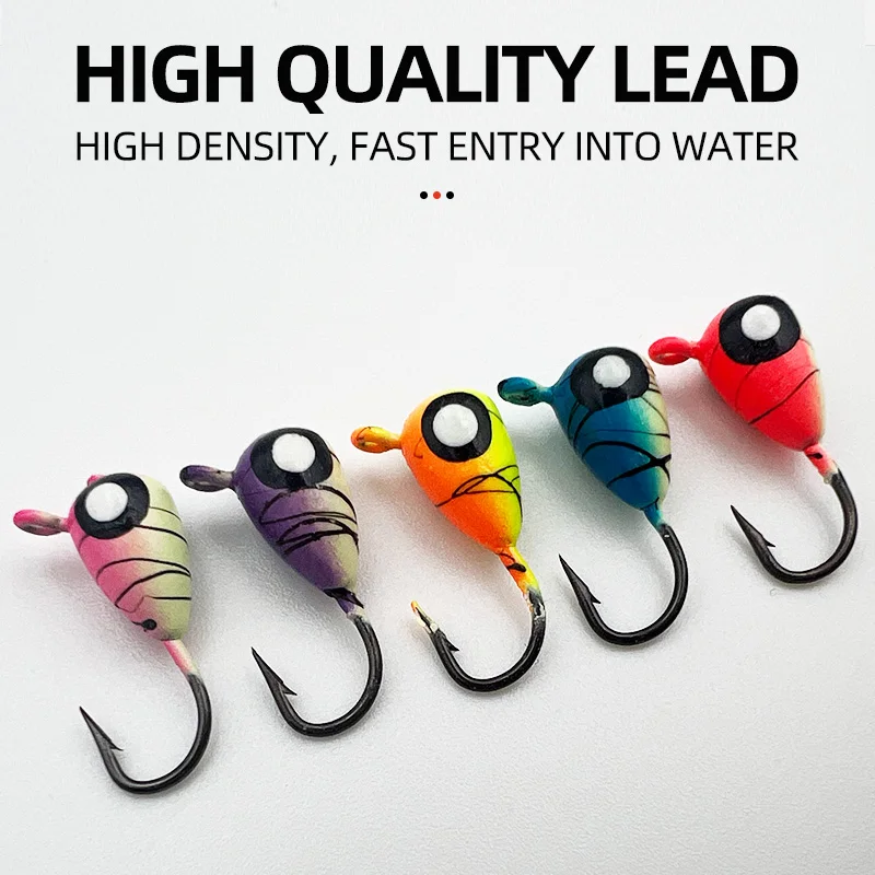5 pcs/box Luminous Ice Fishing Hook Set Winter Fishing Hooks Ice Fishing Bait Lure Fish Hooks