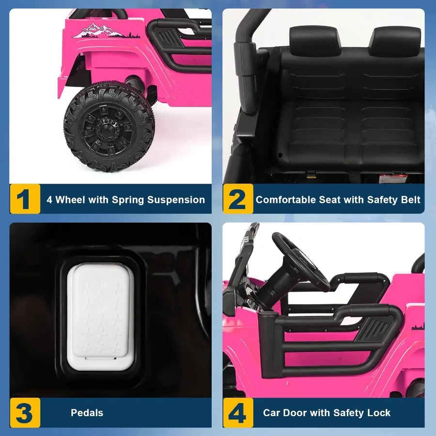 12V Kids Electric Ride on Car with Remote Control, Electric Off-Road Vehicle for Kids, Battery Powered Wheels Truck Car, with Do