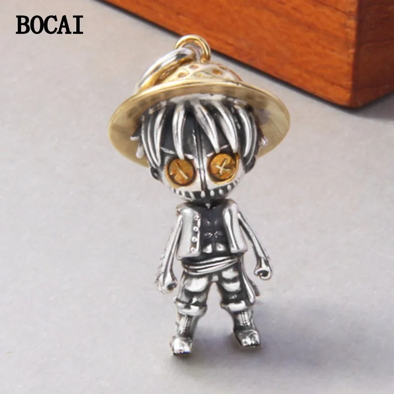 

Новый Винтажный персонализированный кукла BOCAI из стерлингового серебра S925 пробы, соломенная шляпа для мужчин и женщин