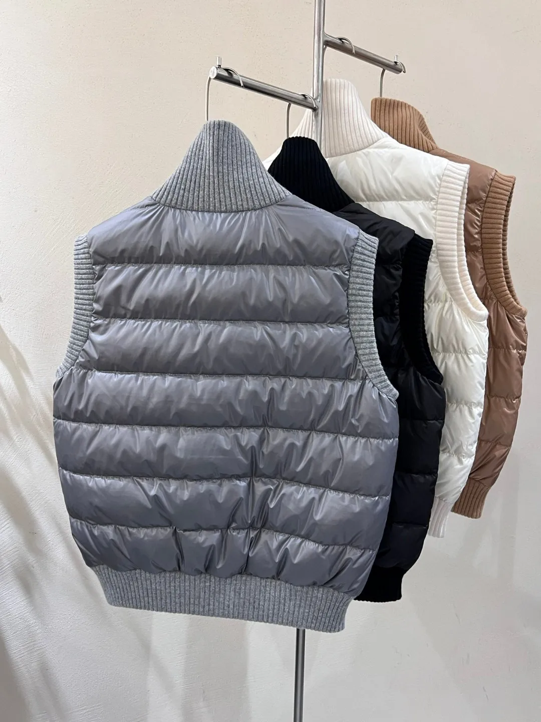 High Quality Cashmere Knitted Collar Goose Down Vest