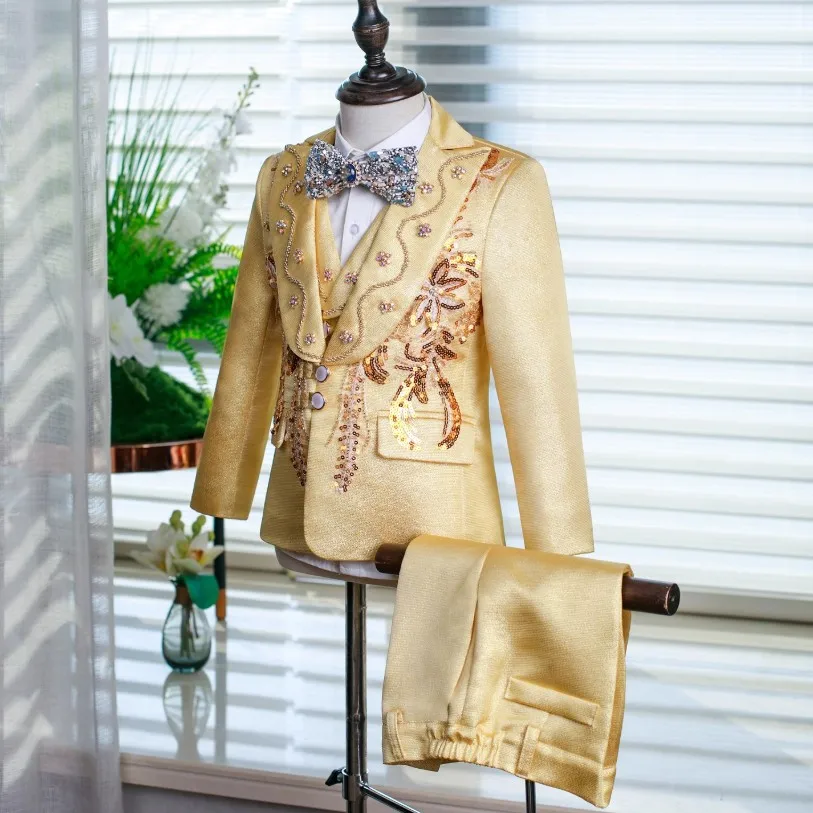 Direktverkauf ab Werk Kinderanzug-Set Maßgeschneiderte Größe und Farbe Jungen Blazer Anzug A4807 Hochzeit Bräutigam Junge Geburtstagsfeier Anzug – Detail 5