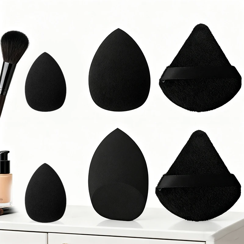 Set di 6 spugne per trucco, fondotinta morbido, frullatore di bellezza, uso asciutto e bagnato, soffio per cipria, strumenti cosmetici portatili