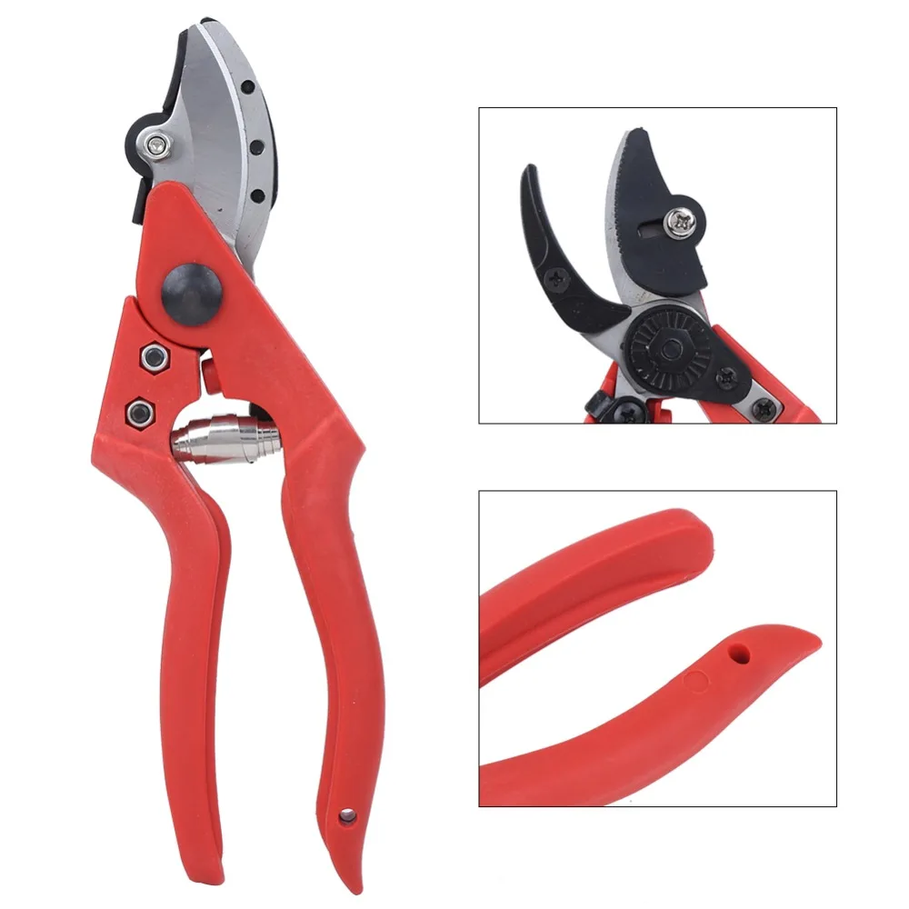 Professional Red Pruning Shears Manganese Steel Sharp Blade Garden Scissors Hand Operated Ergonomic Handle Hand Pruning Tool