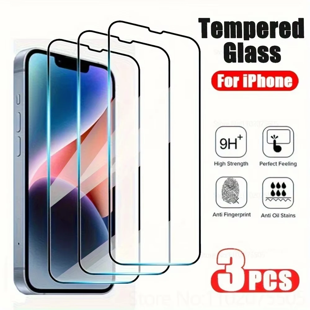 3 шт. HD защитных стекол для экрана iPhone 17 18 Pro Max 16 14 15 Pro Max 12 13 Mini 11 Air 16e Plus XS XR X 6 7 8 Plus