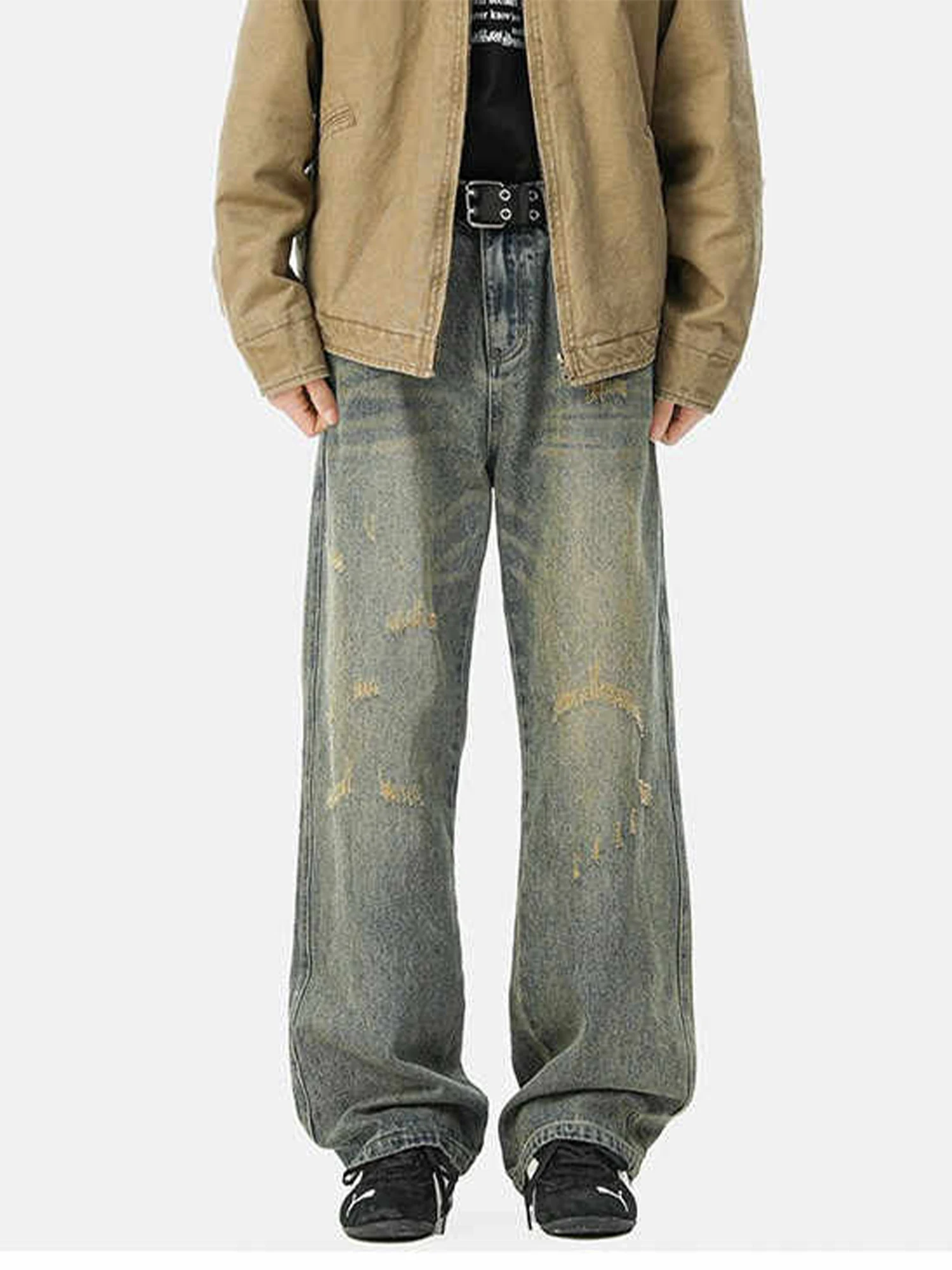 المرأة خمر الأزرق Y2k صديقها ممزق الجينز Harajuku فضفاض الدنيم بنطلون اليابانية 2000s نمط كبير الحجم جان السراويل الطويلة الملابس