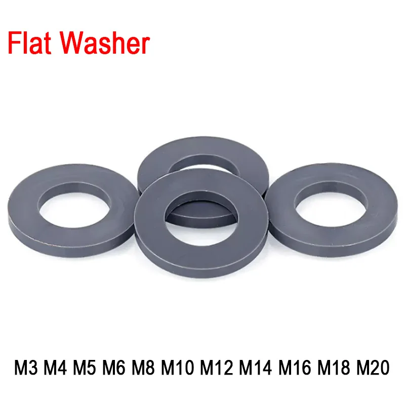 3mm/4mm/5mm/6mm/8mm/10mm/12mm/14mm/16mm/18mm/20mm PVC Flat Gasket Gray Plastic Nylon Flat Washers Insulation
