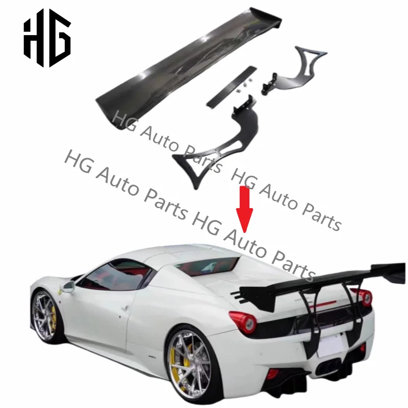 

3K Carbon Glossy Carbon Fiber SVR Style Racing Car Rear Spoiler For Ferrari 458 Trunk Wing Spoiler Auto Parts