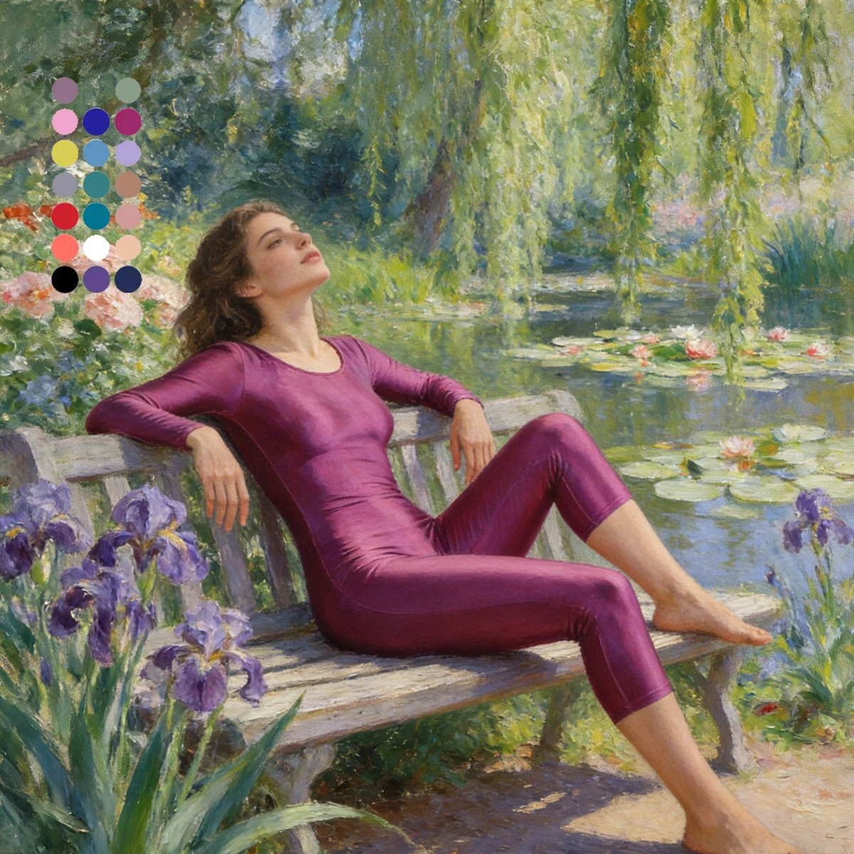 

MJINM Spandex Glossy Stretch Long Sleeve Bodybuilding Sports Calf-length Jumpsuit Yoga Fitness Bodysuit Catsuit Playsuit Tights