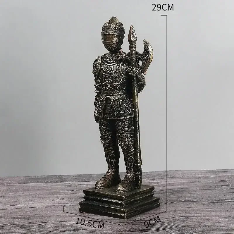 Sword Armor Knight Figurine Sculpture Ornament Room Decor Warrior Resin Statue Crafts Ornaments Home Decoration Accessories Gift