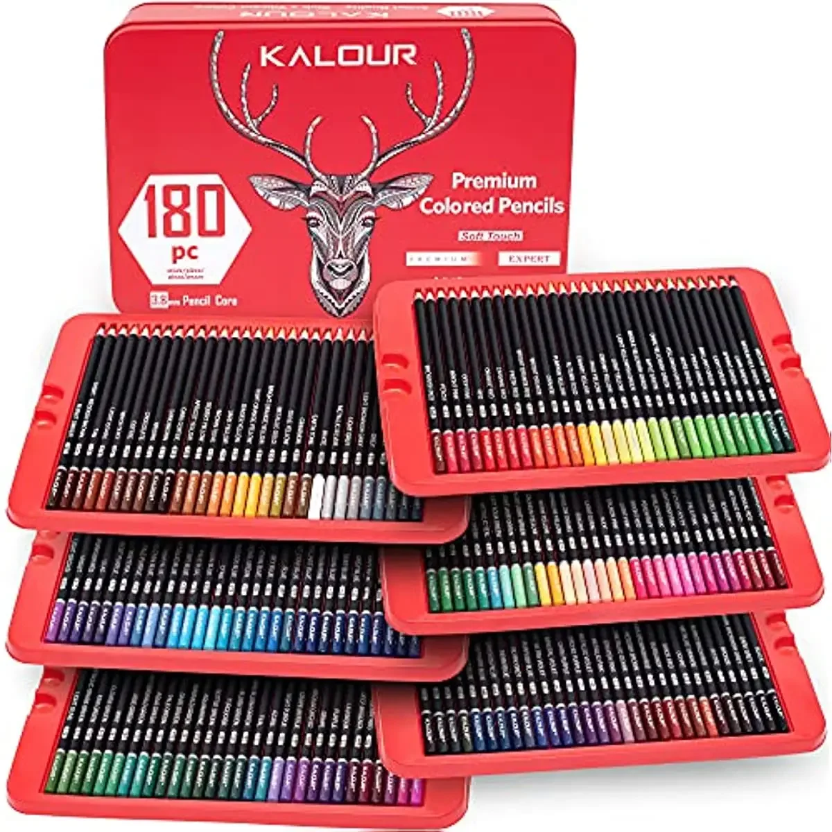 KALOUR-Ensemble de crayons de couleur, soluble dans l'eau, boîte en fer de haute qualité, écriture ou dessin, peinture au plomb, 70 pièces, 120/180 pièces