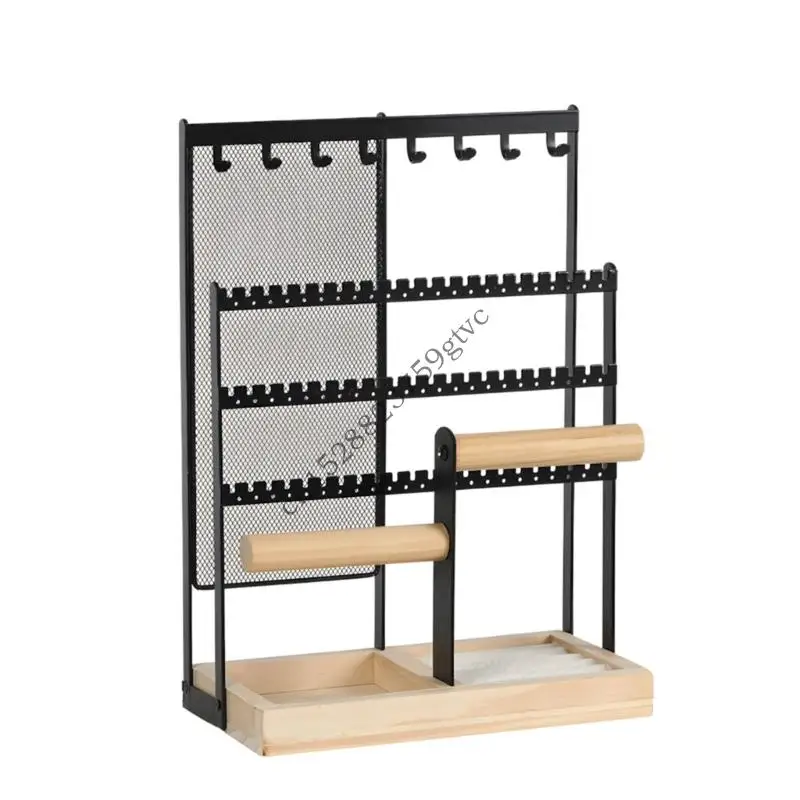 

Multilayer Mesh Jewelry Display Stand for Earrings Necklaces Rings Base Space Saving Organizers Vertical Design D0UF