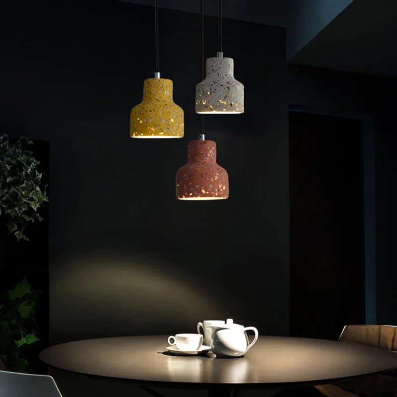 

Nordic Creative Colorful Terrazzo Pendant Light Semi Translucent Bedside Lamp Led Coffee Shop Restaurant Decor Fixture Torch