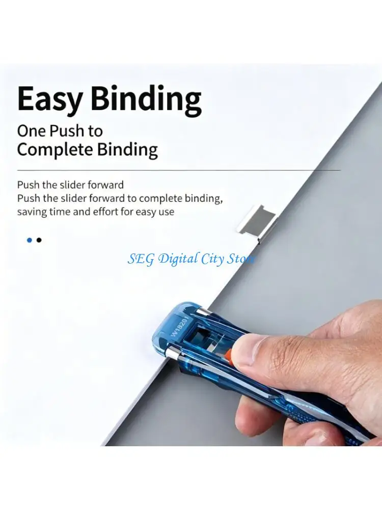 U75B Ergonomic Grip Plastic File Clips Dispenser Includes 8Pcs Metal Paper Clamps