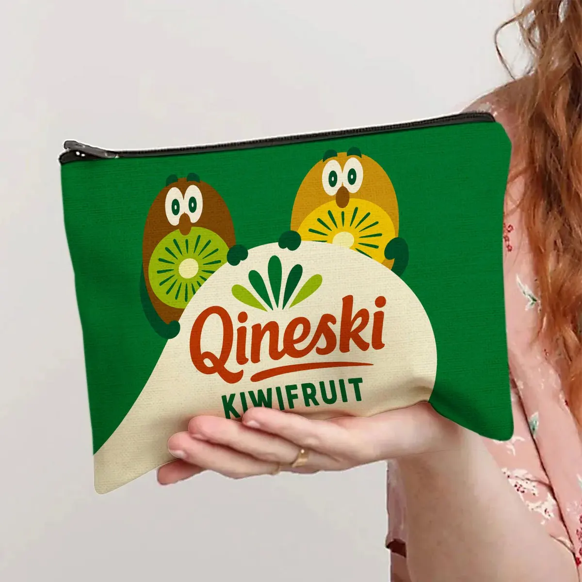Un sac de maquillage Kiwi amusant – Jolie pochette multifonctionnelle à fermeture éclair pour femmes, sac de rangement de bijoux
