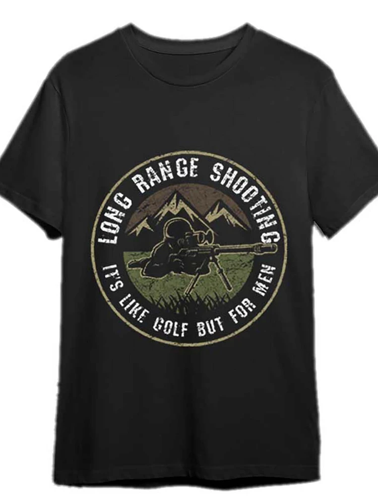 

Vintage Military Sniper Graphic-100% cotton summer casual short sleeve O-neck printed men's T-shirt.