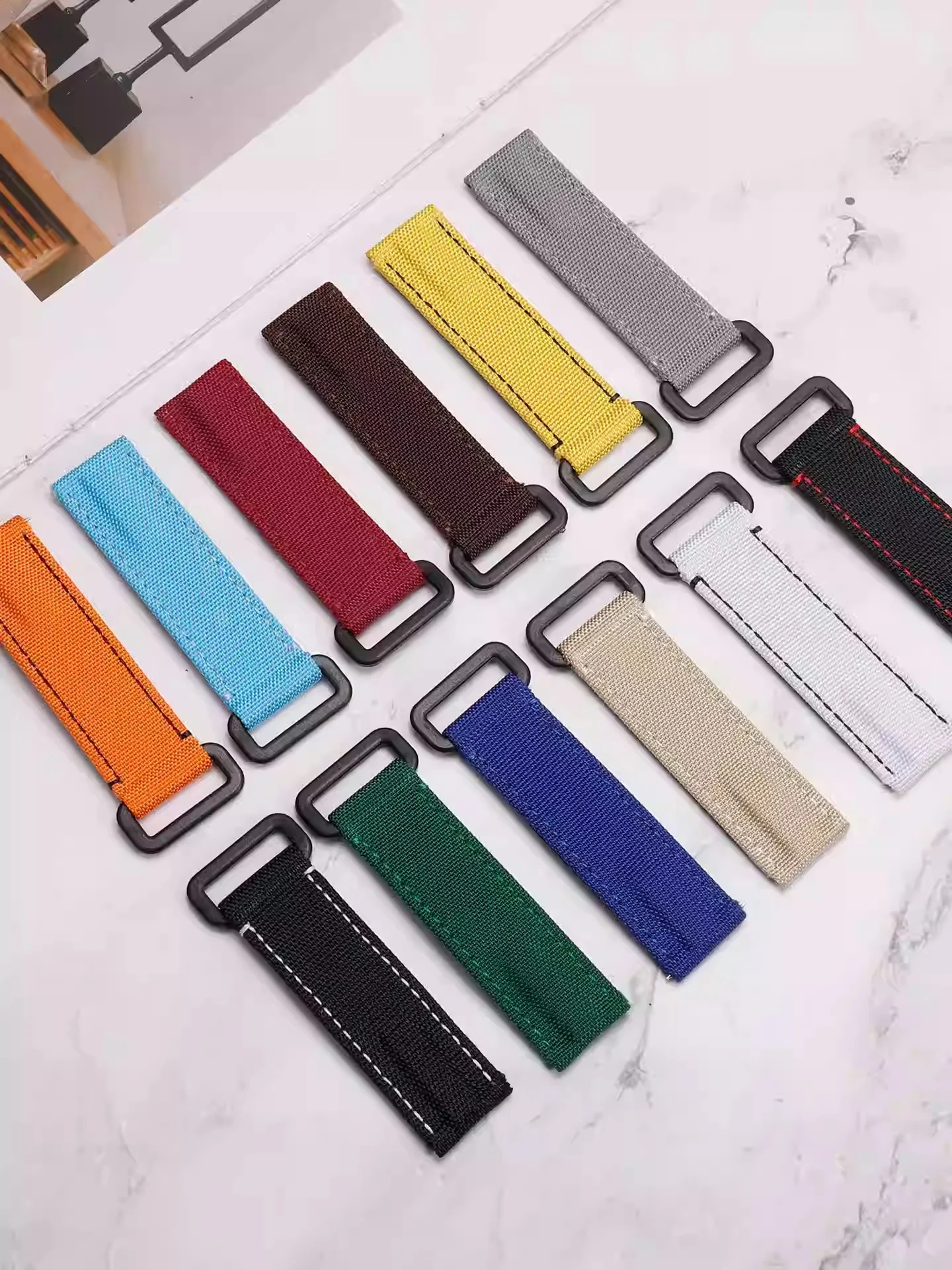 20mm Nylon hook and loop fastener stick up cowhide leather watch strap universal watchband watch accessories 20MM strap bracelet