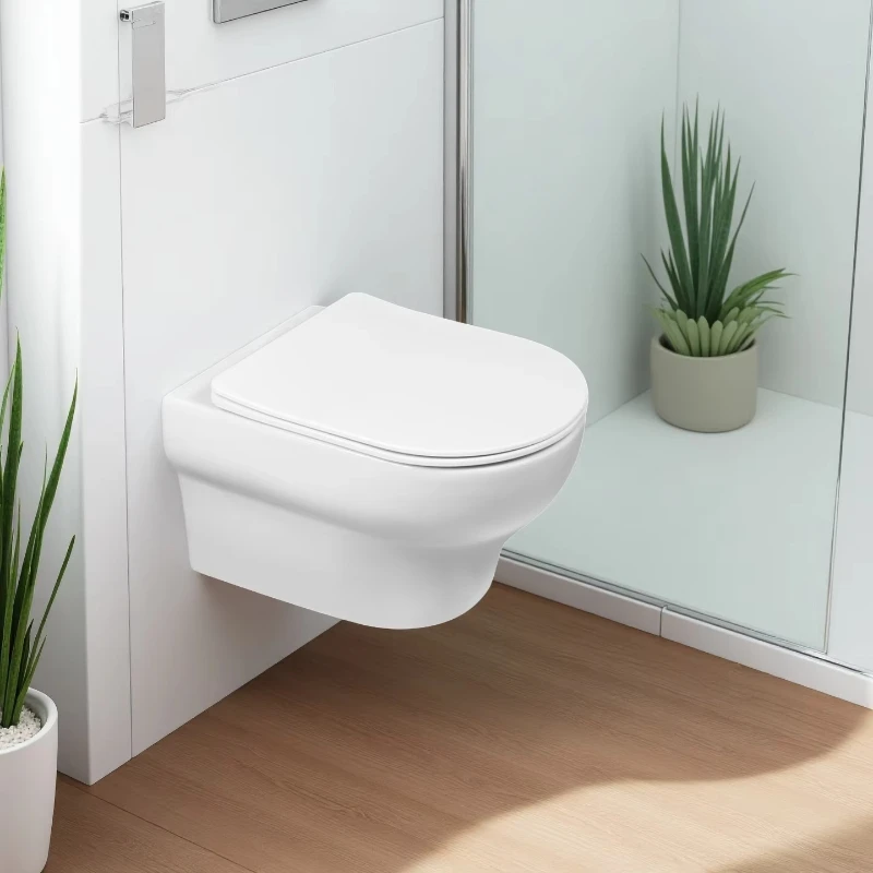 

Современный настенный унитаз Tornado, керамический унитаз для ванной комнаты, сиденье с мягким закрыванием, белый компактный унитаз