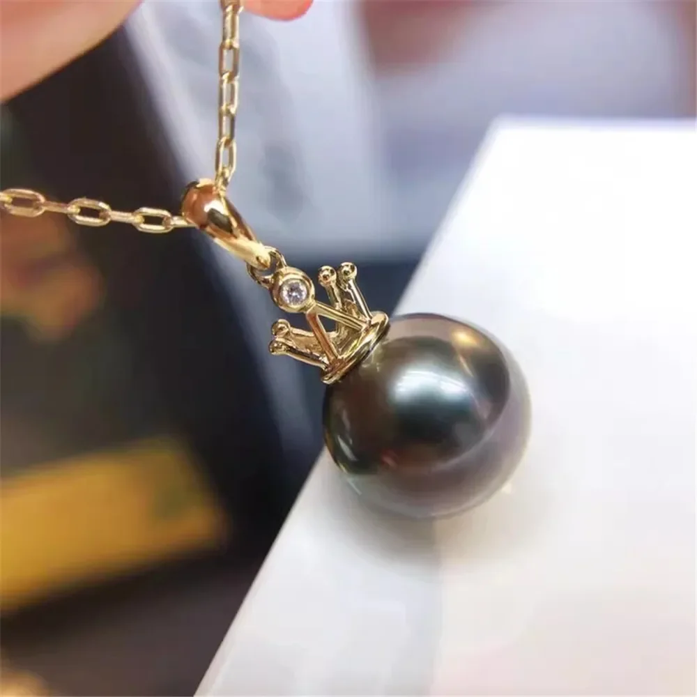 

DIY Pearl Accessories G18 K Gold Pendant Empty Support Small Crown Pearl Necklace Fit 9-12mm Round Beads G159