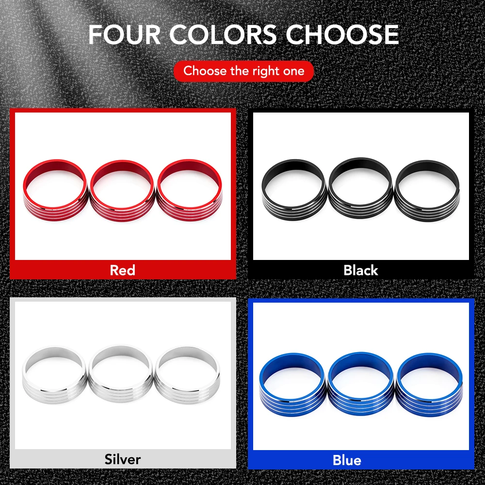 3pcs For Mitsubishi ASX Lancer Outlander Sport RVR Car Accessories Air Conditioning Heat Control Switch AC Knob Decorative Ring