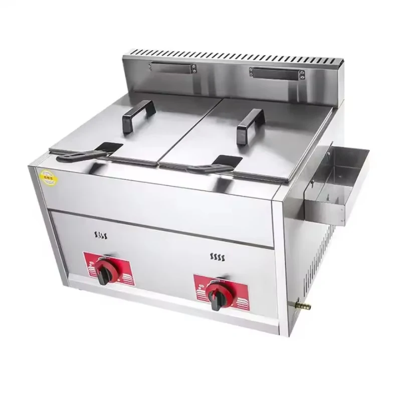 Tank 2 Basket Deep Fryer Commercial Countertop Fried Chicken Pot House Hold Party Small Gas Fryer Gas Fryer