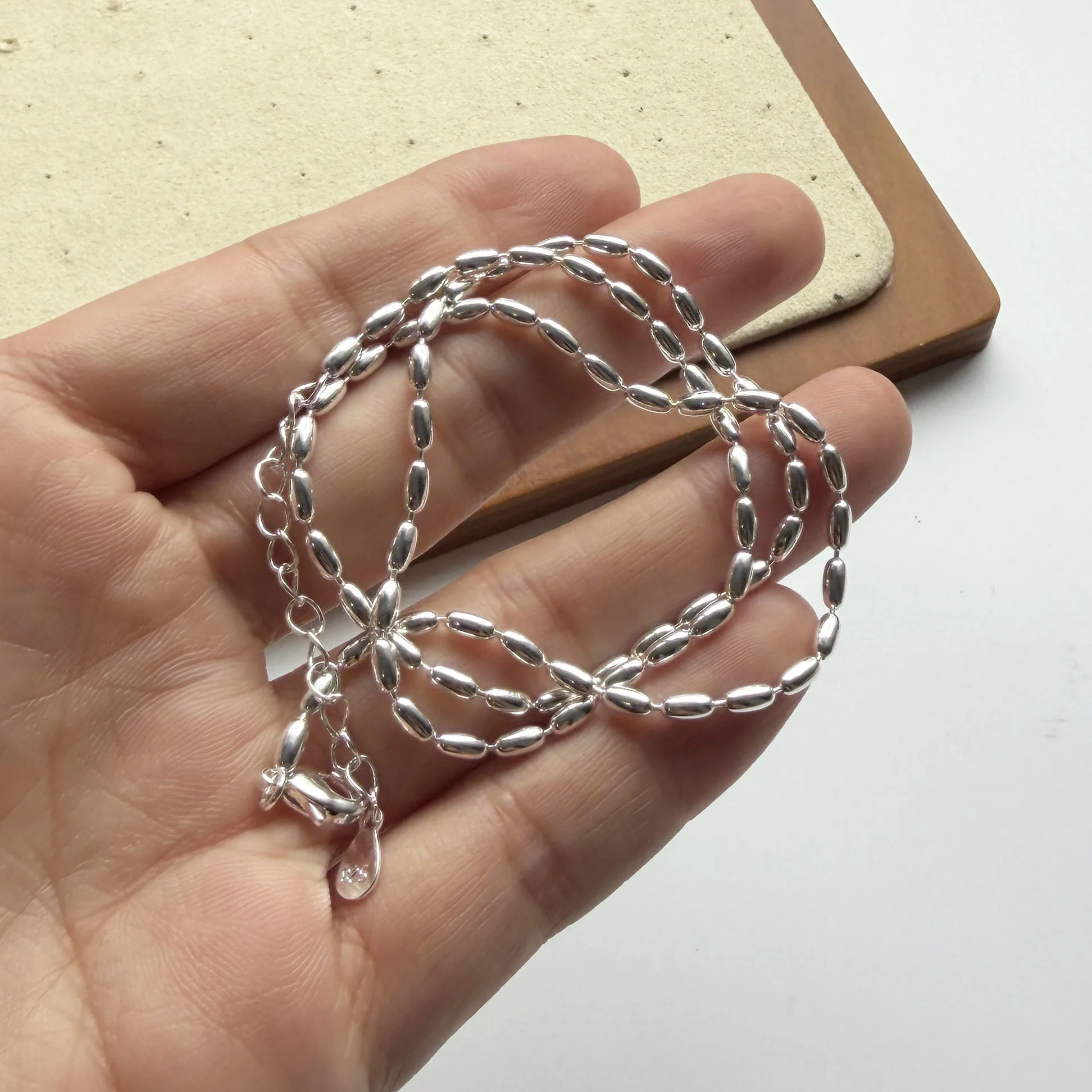925 Sterling Silver Necklace For Women Adjustable Necklace Mini Rice Choker Necklaces Birthday Gift Chocker