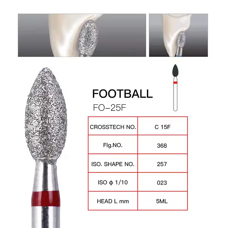 10 Stück/Box Dental-Diamantbohrer, feine Bohrer in Fußballform, Modell 368-023F/379-023F für Hochgeschwindigkeits-Handstücke, Zahnarztmaterialwerkzeug – Detail 11