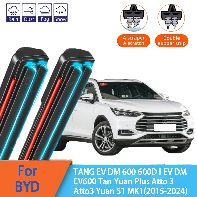 

For BYD TANG EV DM 600 600D II EV DM Yuan S1 MK1 Atto S1 Front Windscreen Wipers Double Rubber Car Wiper Blades Car Accessories