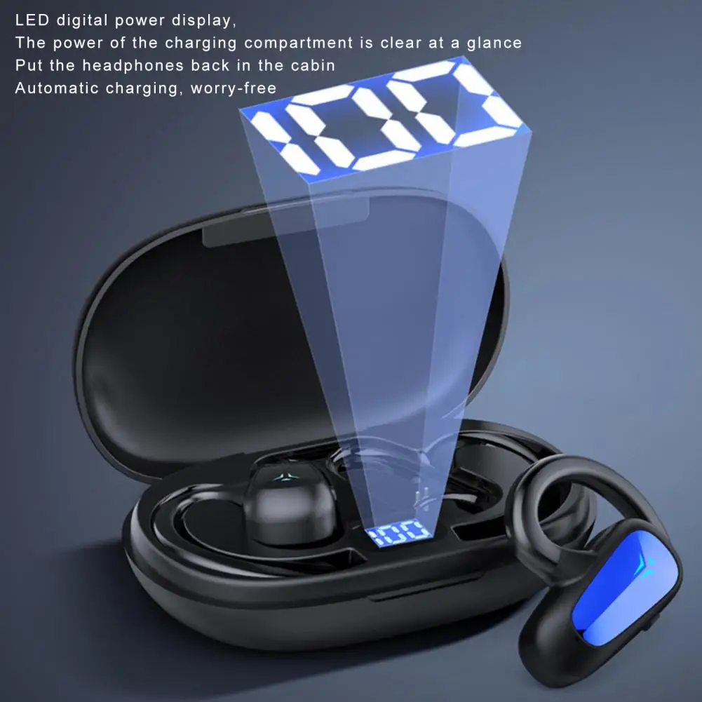 T8 Wireless Earbud LED Digital Display Bluetooth-compatible 5.2 Air Conduction Sports Earhook Earphone